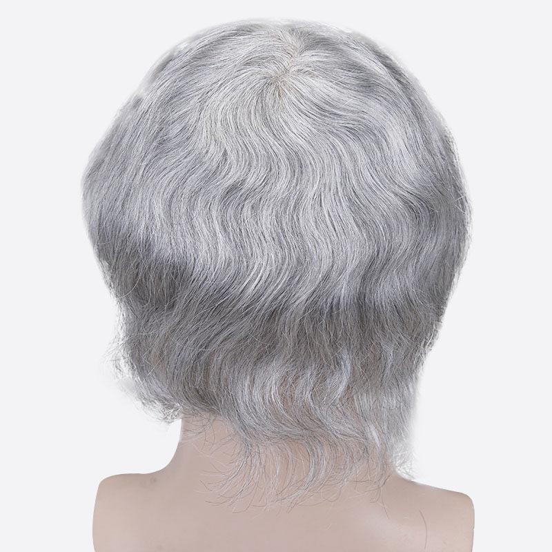 BLN17381 Men's Grey Hair System Is Mixed Gray Hair Pieces From Bono Hair