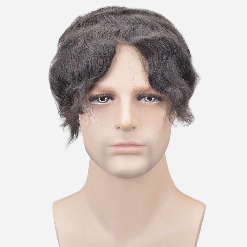 BLN216810 French Lace Men's Hair Pieces Are Zigzag Poly Skin Hair System From Bono Hair