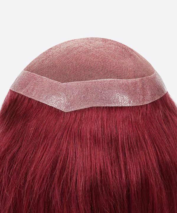 BWN936930 French Lace Toupee For Women Is Wine Red Hair System From Bono Hair1