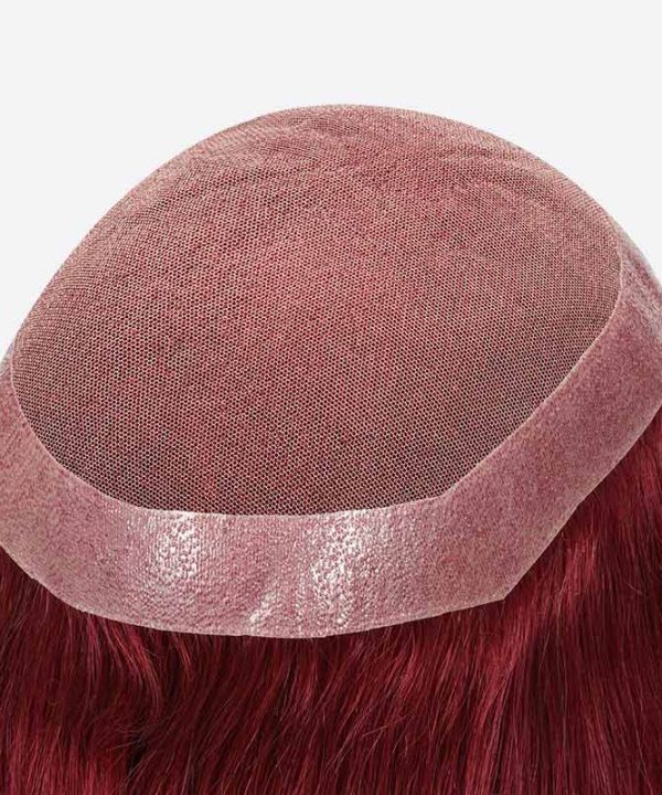 BWN936930 French Lace Toupee For Women Is Wine Red Hair System From Bono Hair2