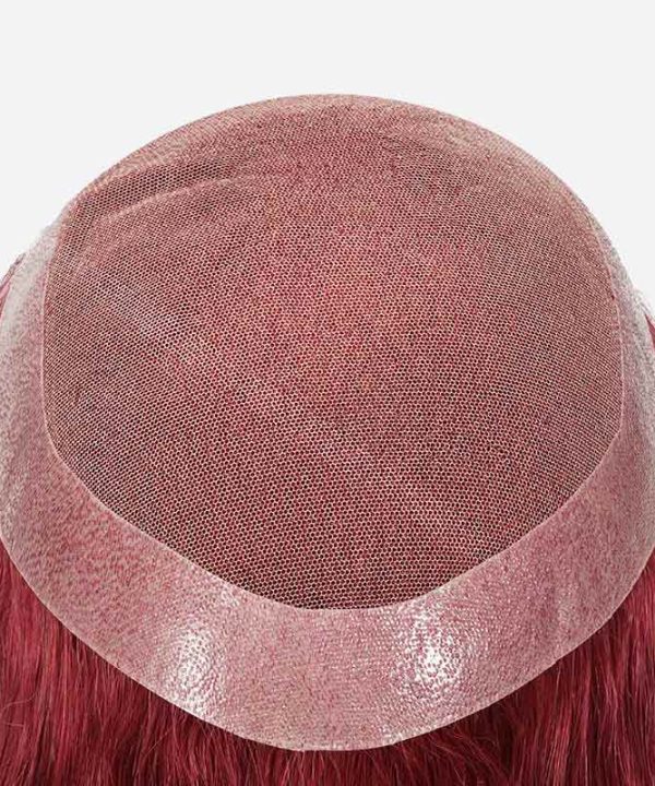 BWN936930 French Lace Toupee For Women Is Wine Red Hair System From Bono Hair4