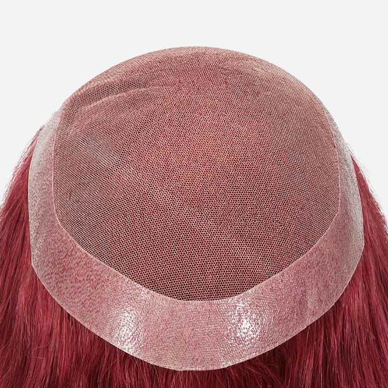 BWN936930 French Lace Toupee For Women Is Wine Red Hair System From Bono Hair4