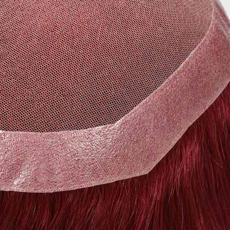 BWN936930 French Lace Toupee For Women Is Wine Red Hair System From Bono Hair5