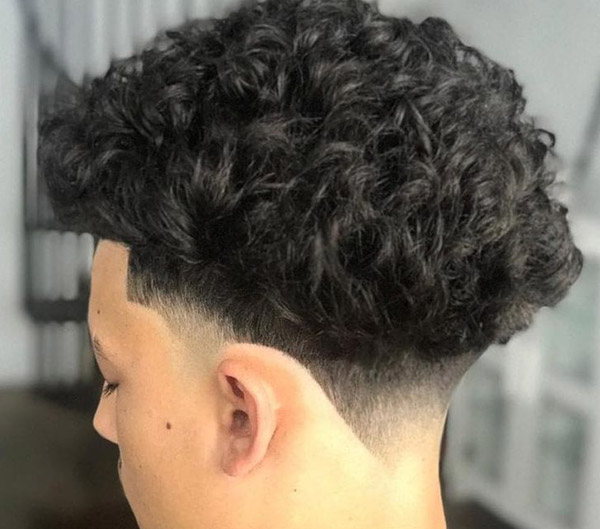 18.Curly Hair with Taper Fade