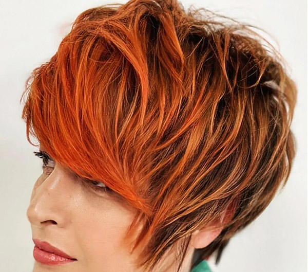 53.Red Brown Pixie Cut with Feathered Layers