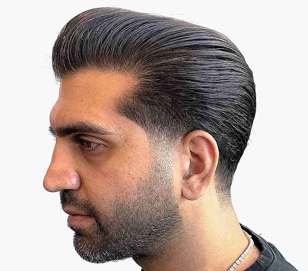 6.Straight Sleek Quiff with a Low Fade