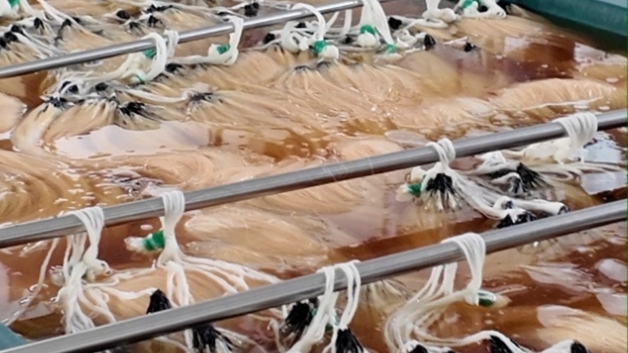 hair extensions in a acid treatment