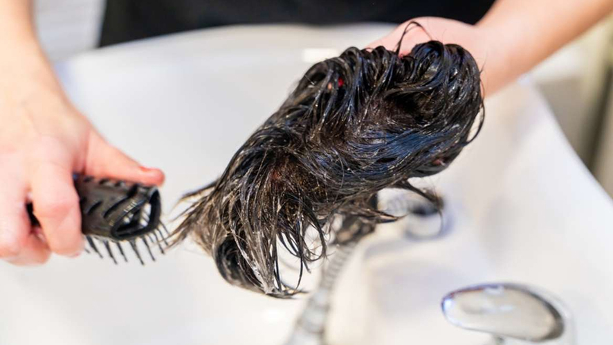 brushing hair