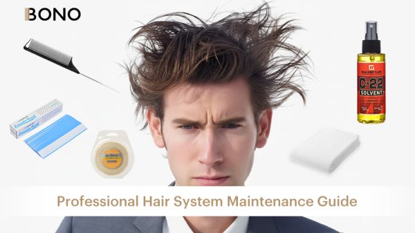 man with a messy hair system that needs maintenance