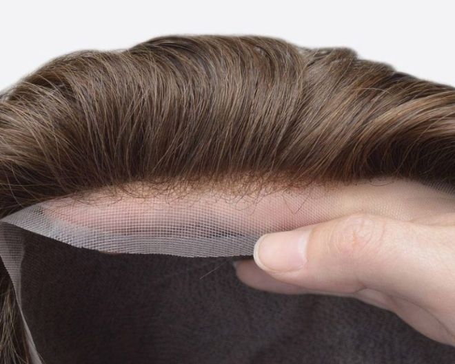 Monofilament hair system hairline close-up