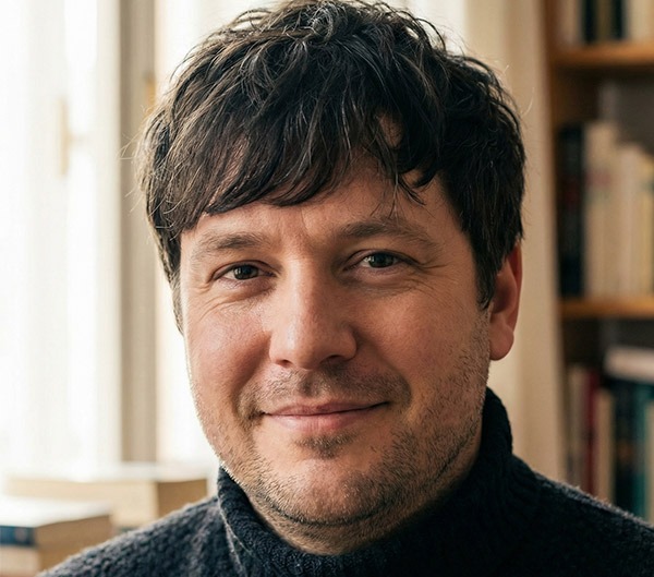 A man with slightly longer boy bangs hairstyle suited for round face shape