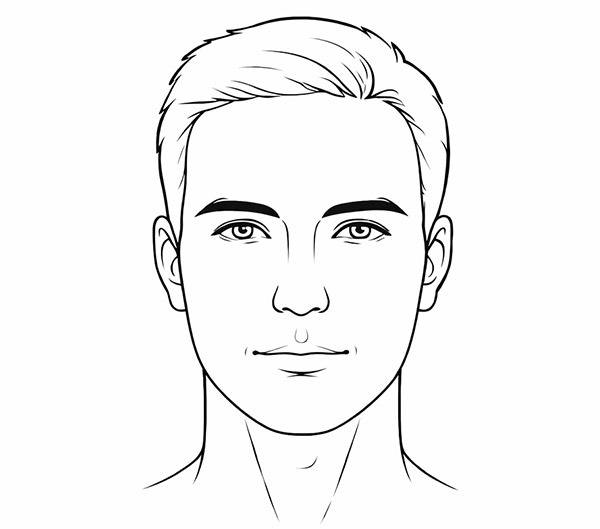 Illustration of an oval face shape for men