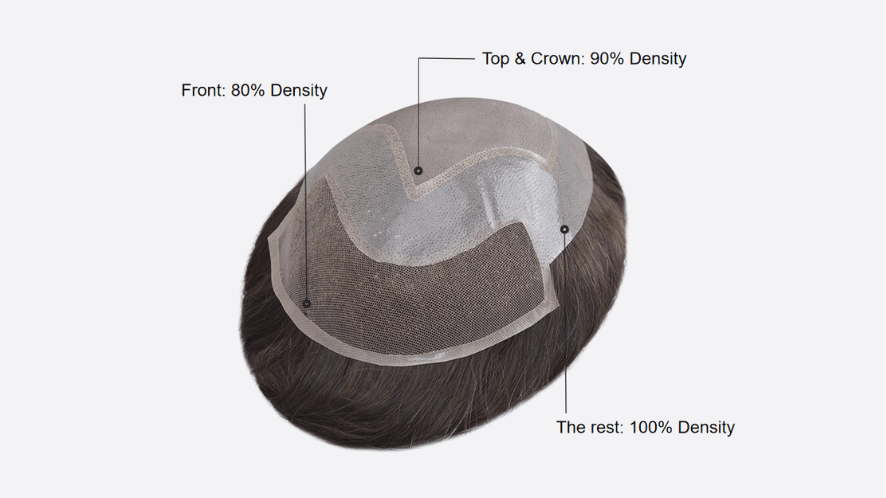 toupee with different hair density in different areas