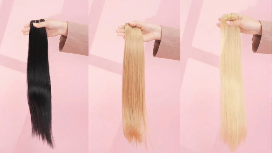 Three Bono Hair's Weft hair extension with different colors