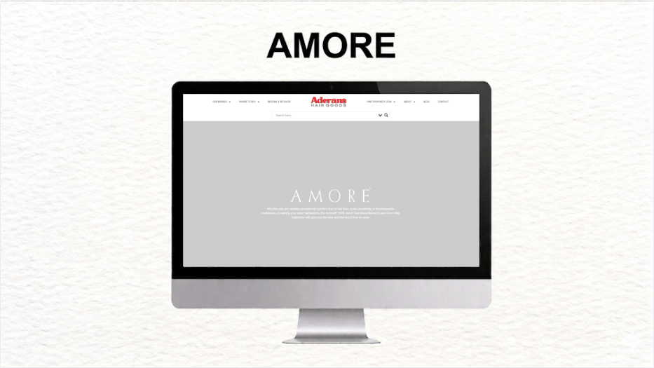 Browsing the Amore website, medical-grade and daily wear wig brand