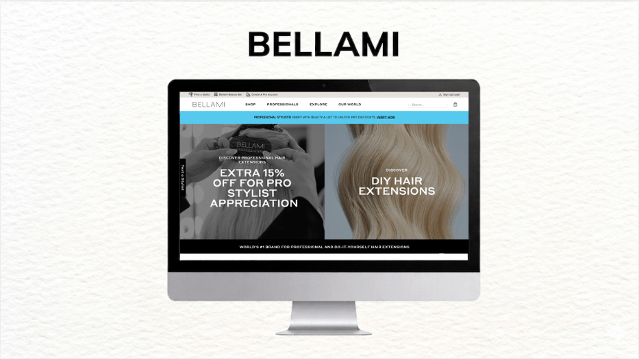 Browsing the Bellami website, retail and wholesale wig brand