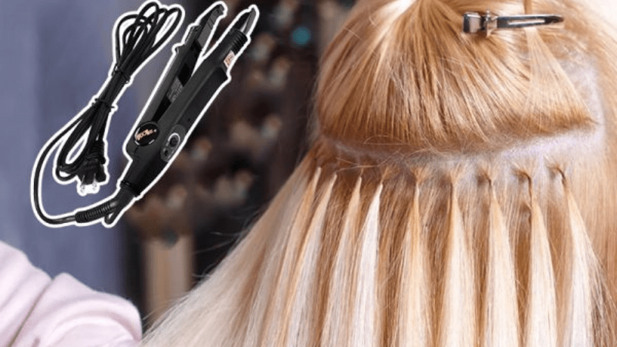 Keratin bond extensions finished look on a clients head