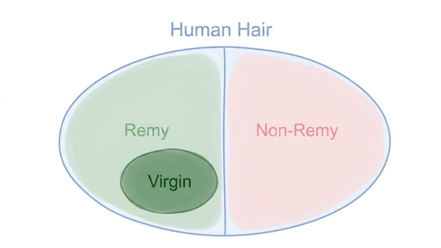 Classification chart of Human hair, Remy, Non-Remy, and Virgin hair
