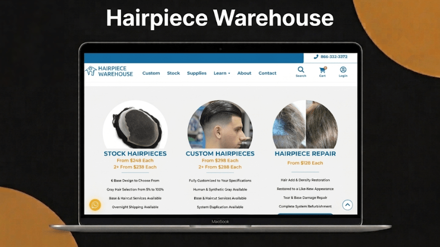 Hairpiece Warehouse webpage