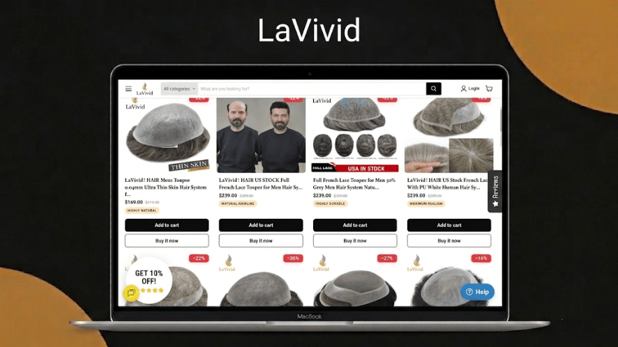 lavivid hair system for men webpage