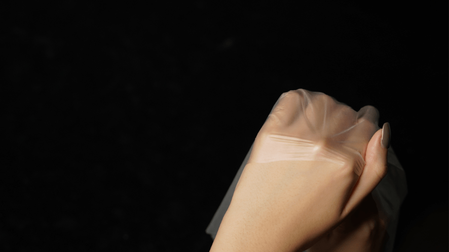 showing the transparency of skin material on hand