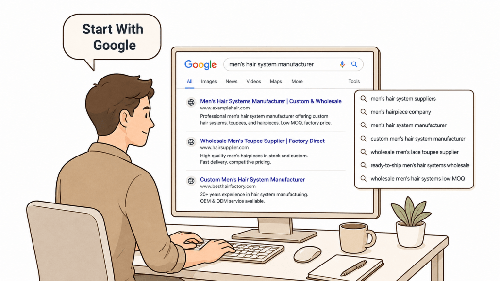 searching for men's toupee suppliers on google
