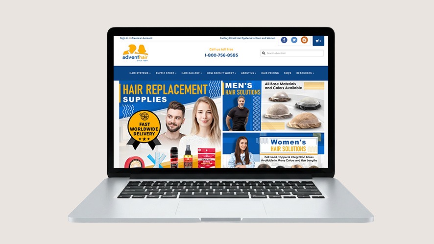 Advent Hair official website homepage screenshot