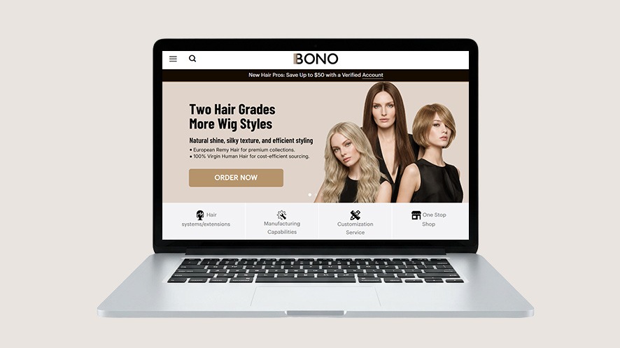 Bono Hair official website homepage screenshot